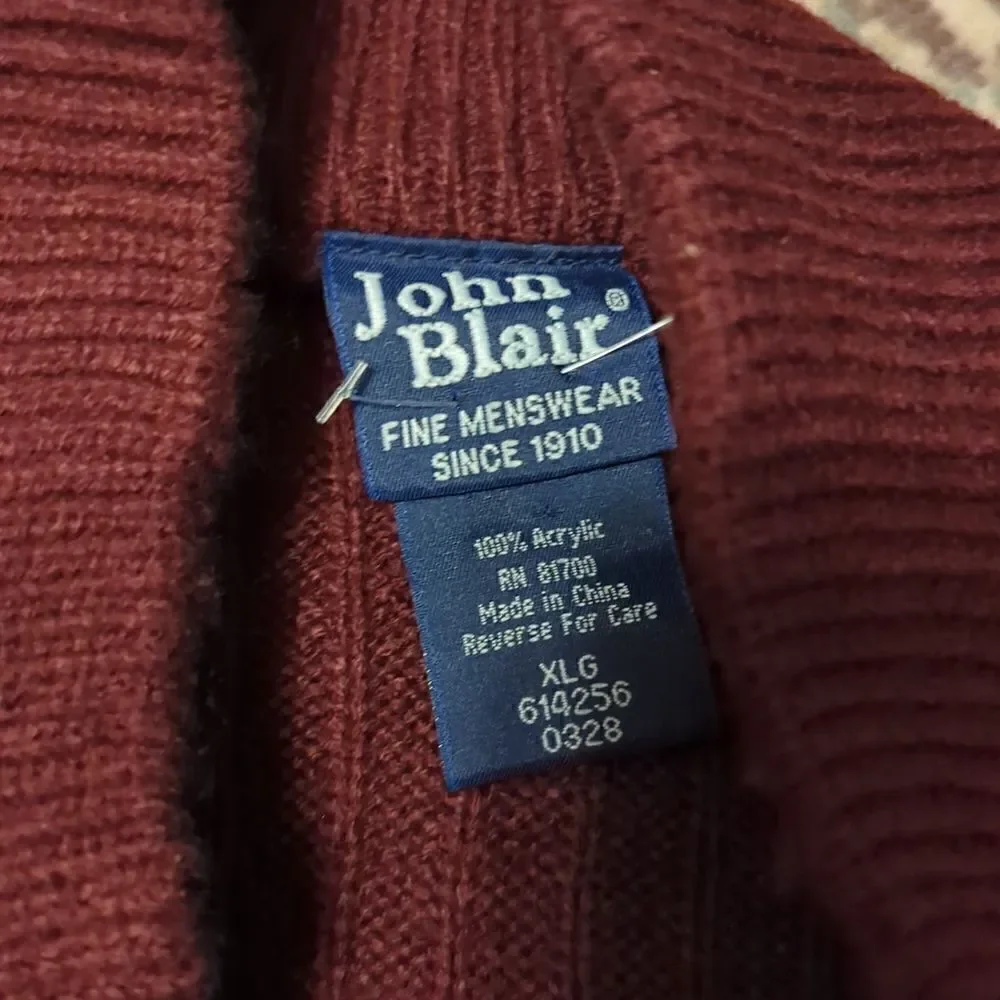John Blair‎ Quarter-button Fisherman Sweater, deep wine color